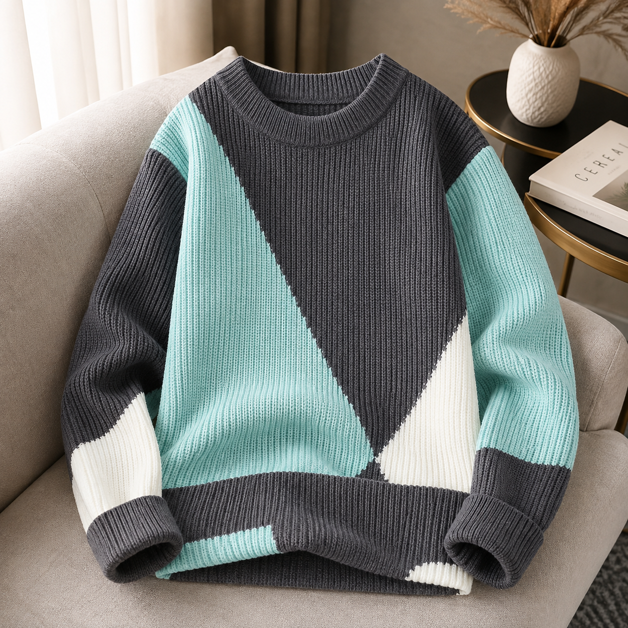 Cameron Geometric Color-Block Knit Sweater