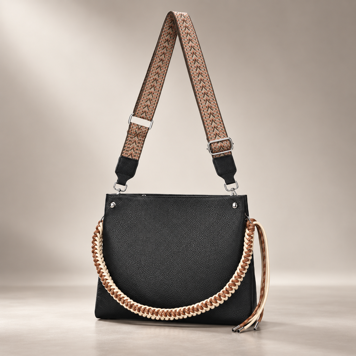 Sienna Women’s Crossbody Shoulder Bag – Woven Strap Textured Handbag