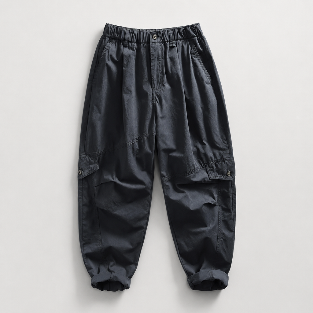 Elliot Relaxed Cargo Pants – Tapered Utility Pants with Flap Pockets