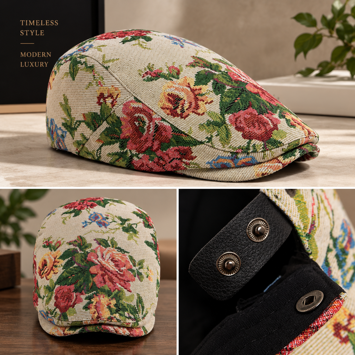 Lorenzo Floral Flat Cap – Vintage-Inspired Ivy Cap