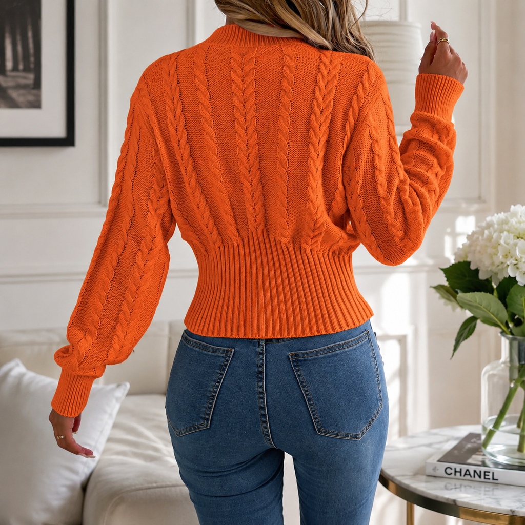 Marielle Women’s Cable Knit Mock Neck Sweater