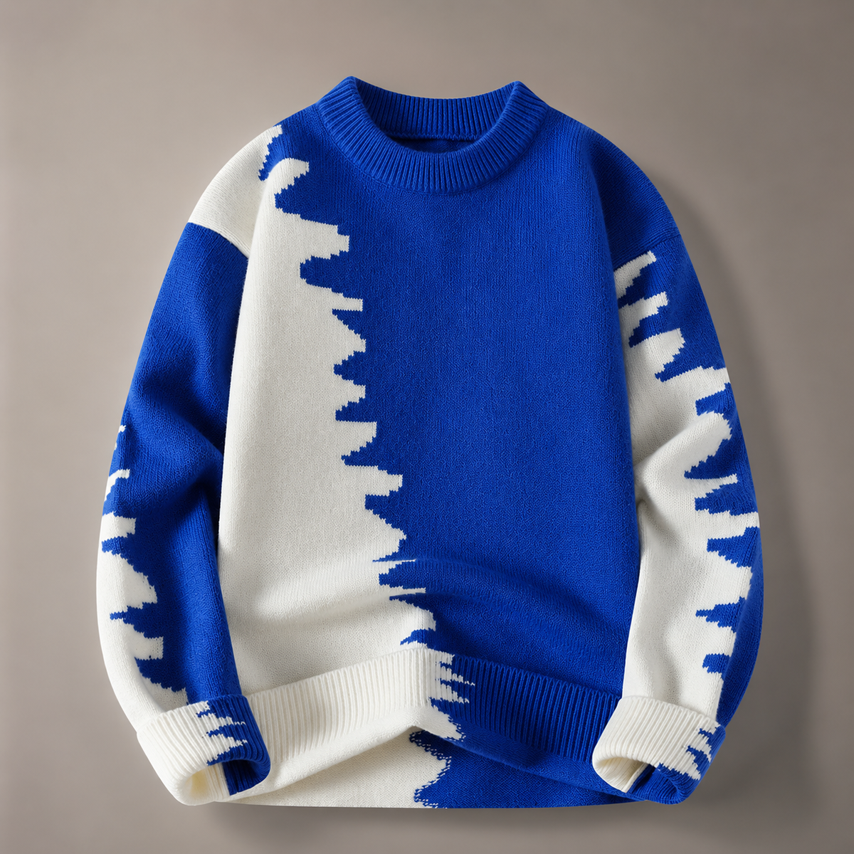Alistair Abstract Color Block Crewneck Knit Sweater