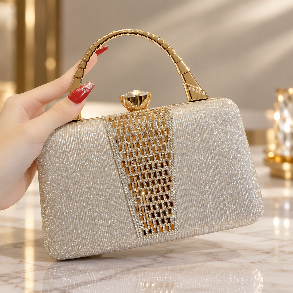 Vivienne Crystal Top Handle Evening Clutch