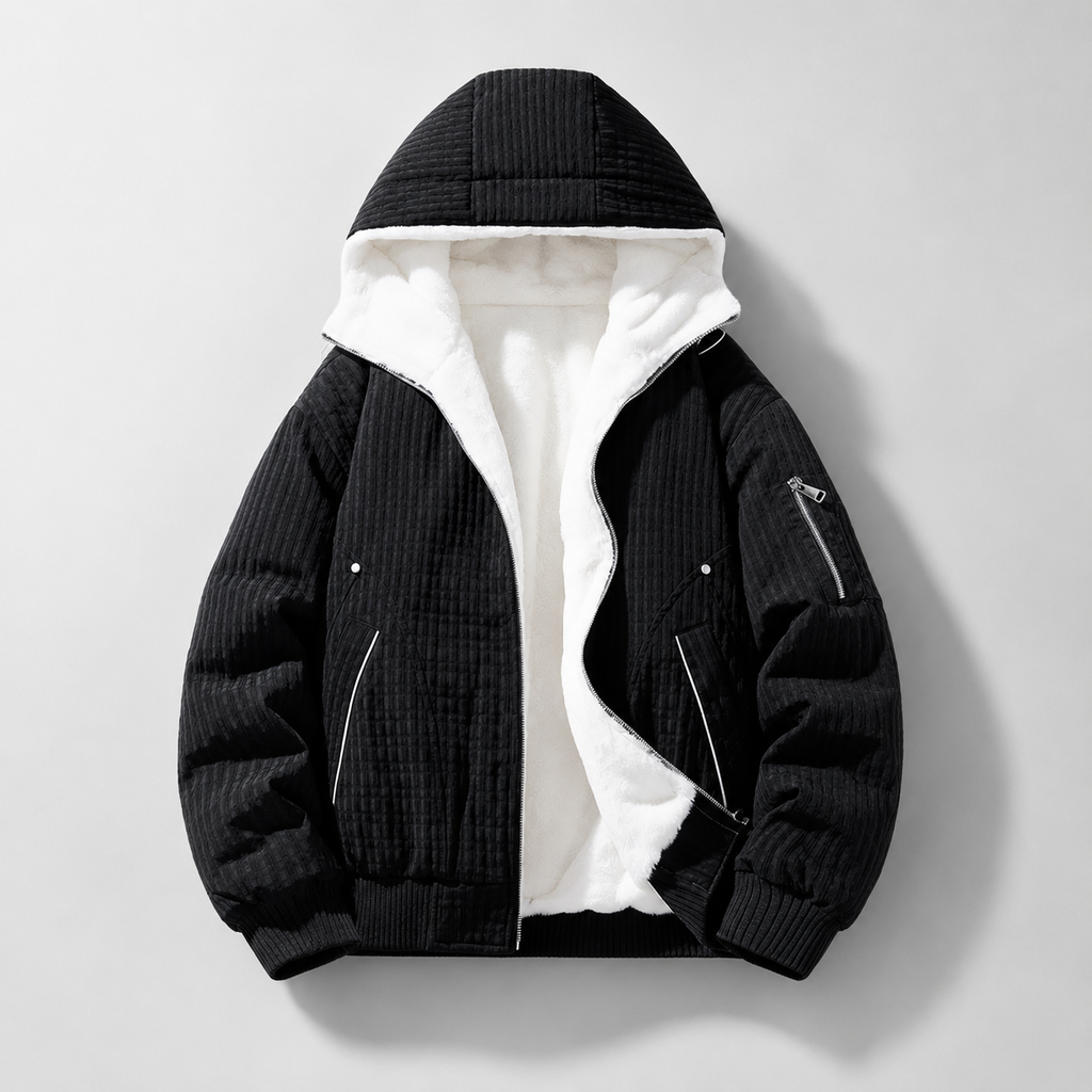 Nolan Men’s Fleece-Lined Hooded Bomber Jacket