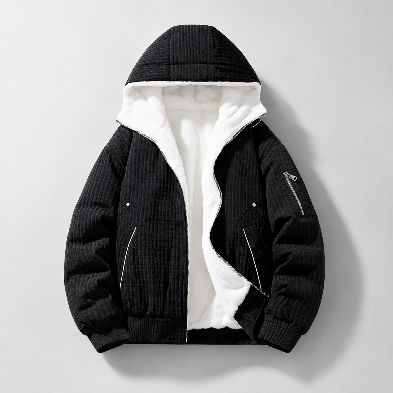 Nolan Men’s Fleece-Lined Hooded Bomber Jacket