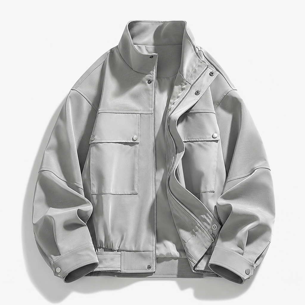 Luca Men's Gray Utility Bomber Jacket