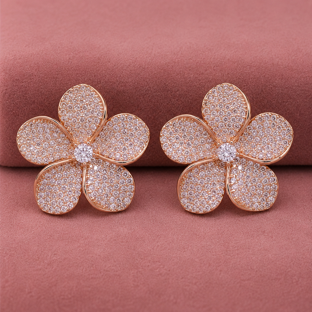 Madison Bloom Crystal Flower Stud Earrings