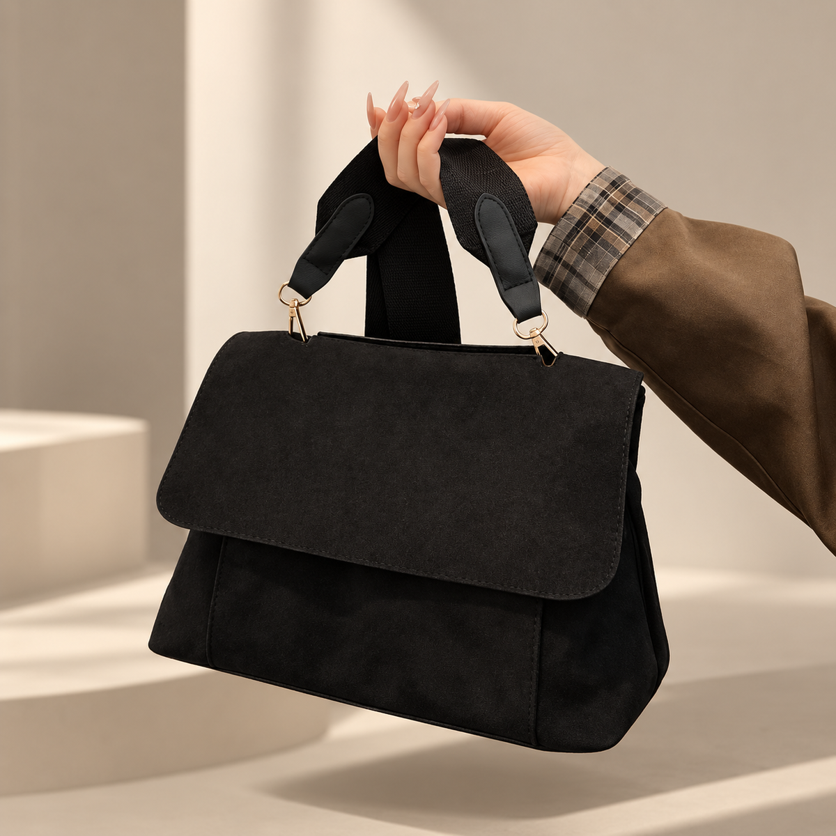 Camden Suede-Look Flap Shoulder Bag