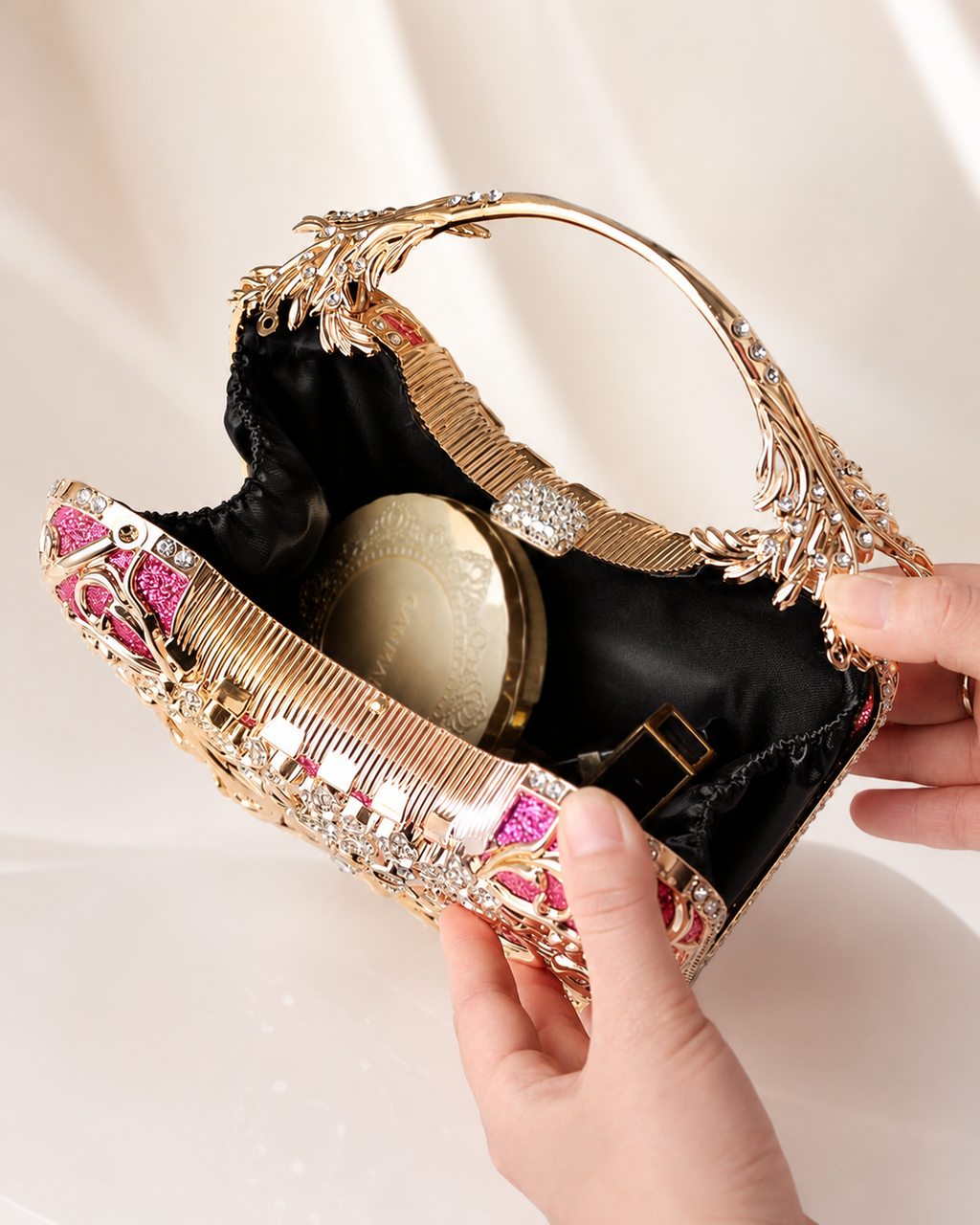 Sylvia's Ornate Filigree Evening Bag | Compact Structured Clutch