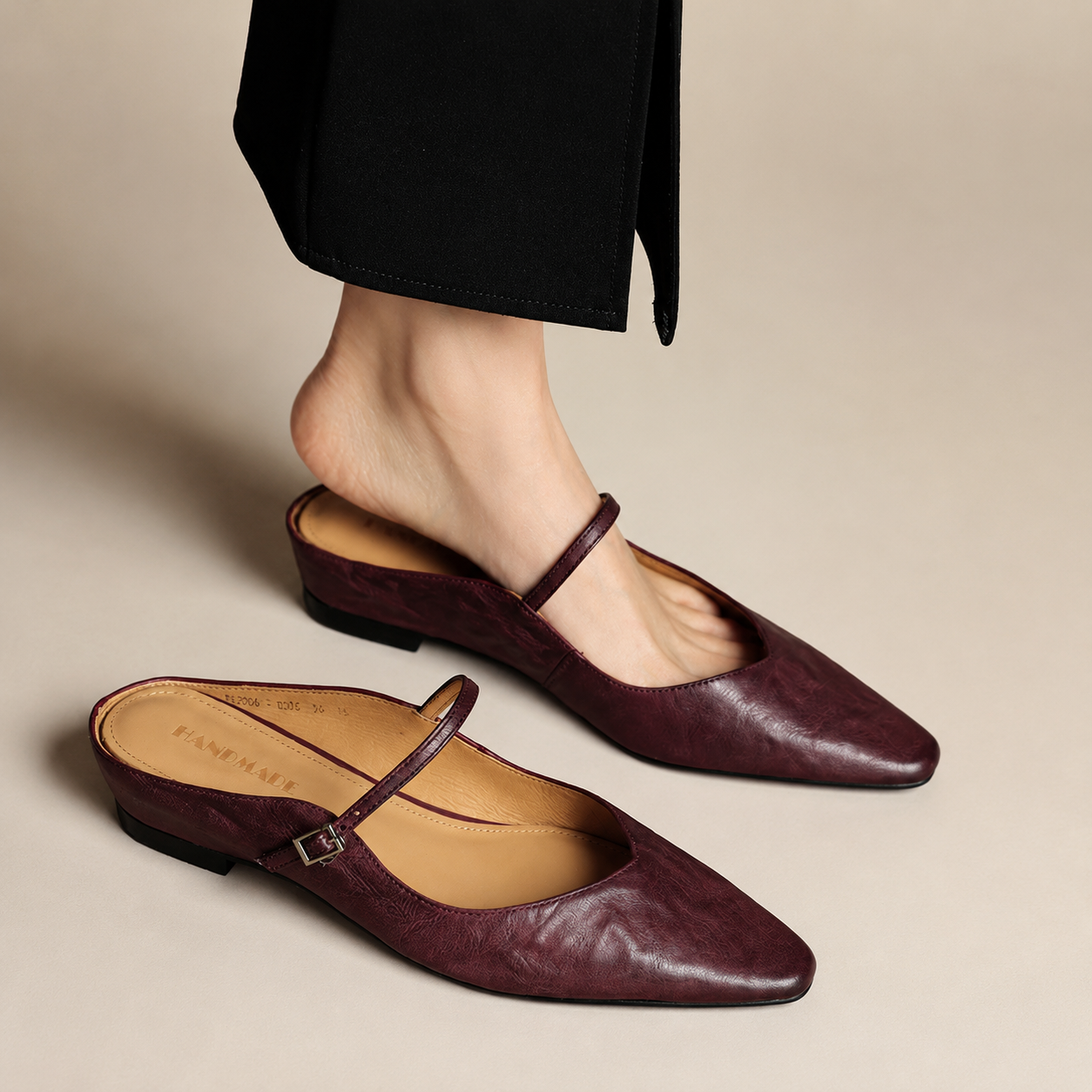 Madison Women’s Genuine Leather Pointed-Toe Mary Jane Mules