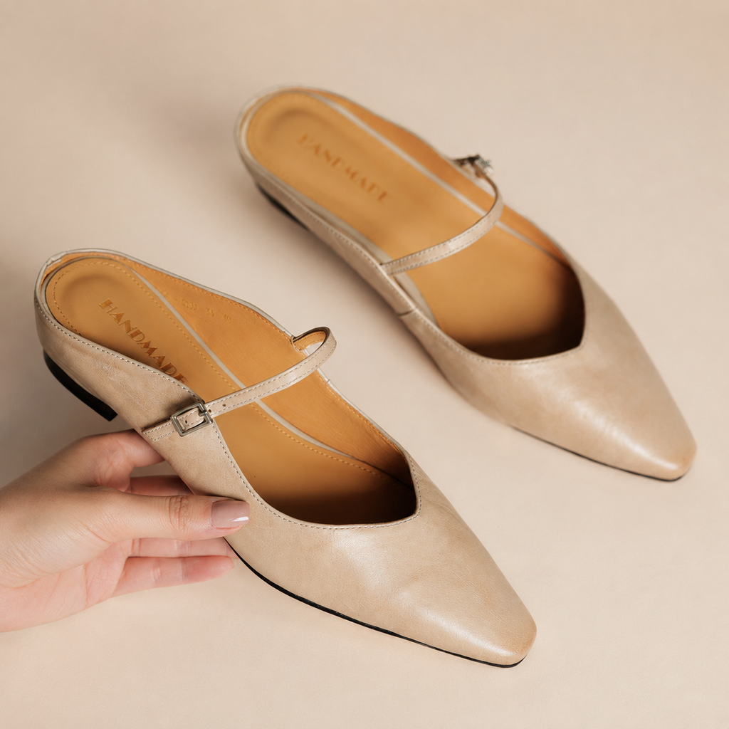 Madison Women’s Genuine Leather Pointed-Toe Mary Jane Mules