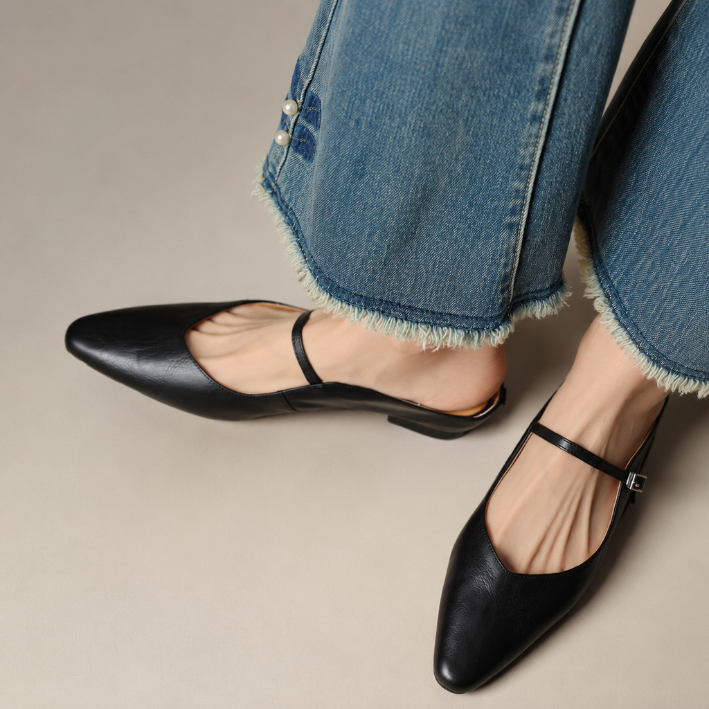 Madison Women’s Genuine Leather Pointed-Toe Mary Jane Mules