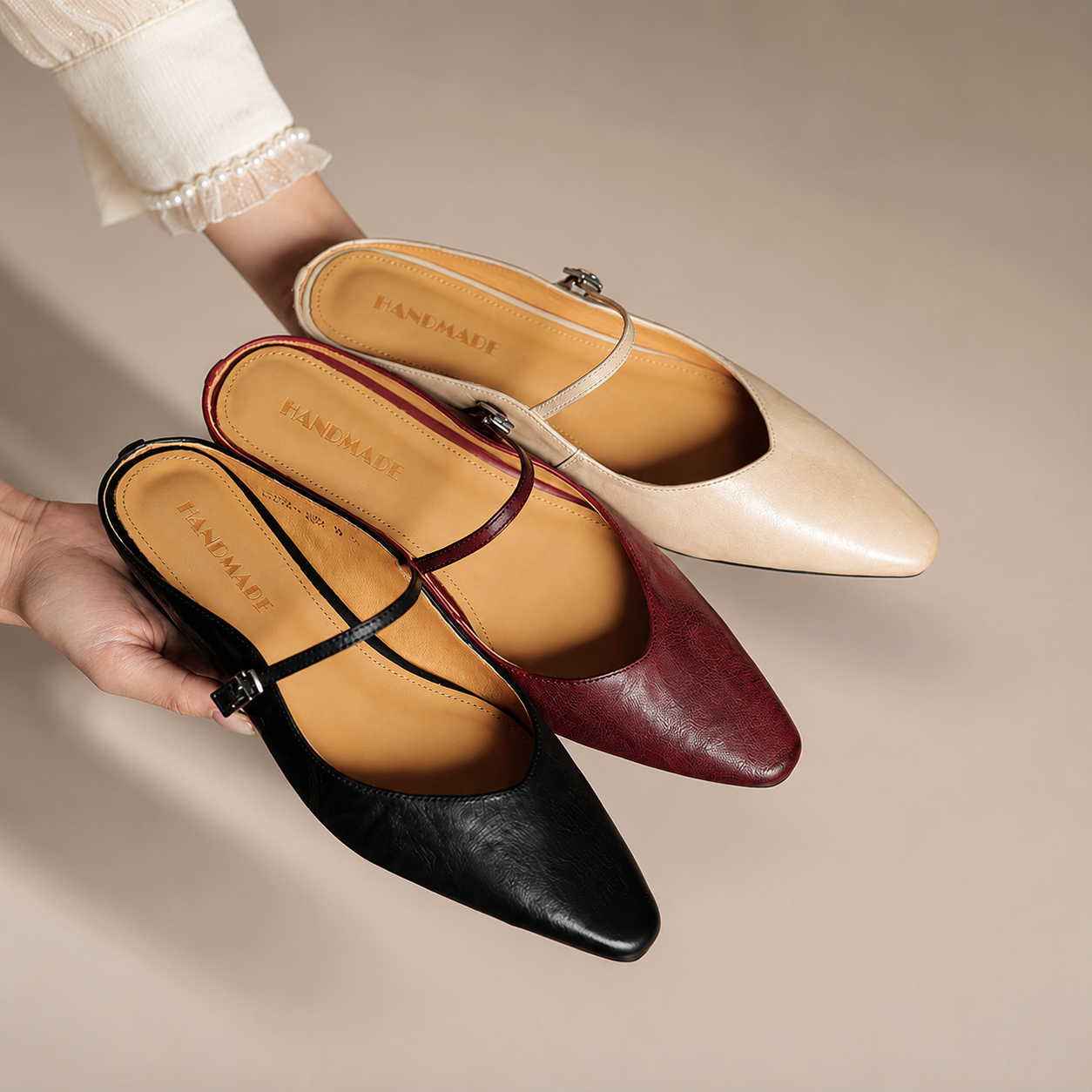 Madison Women’s Genuine Leather Pointed-Toe Mary Jane Mules