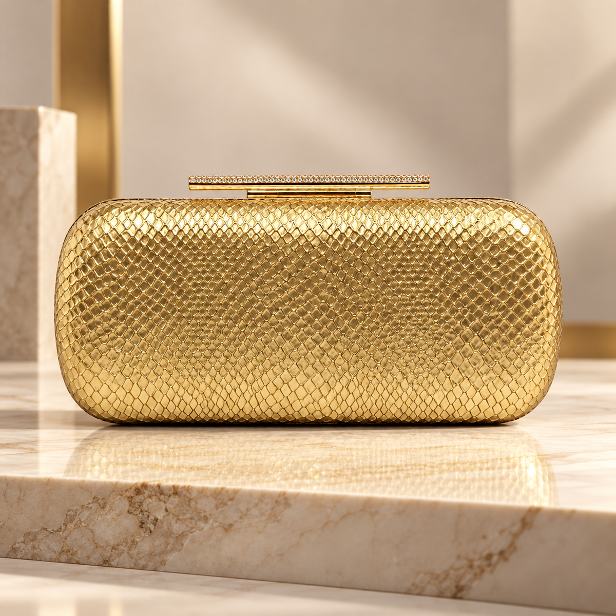 Gianna Women's Snakeskin-Textured Evening Clutch Bag