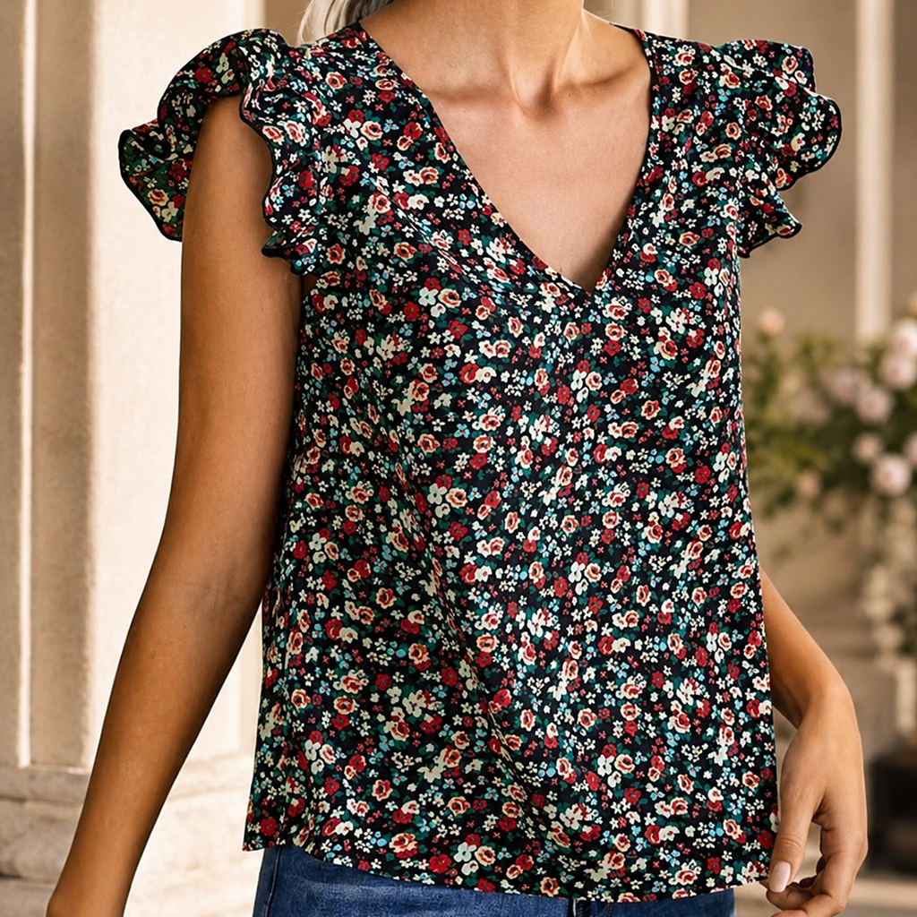 Madeline Floral Ruffle Blouse