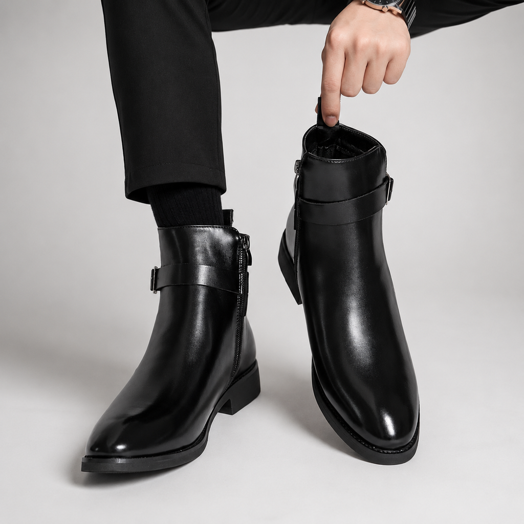 Bennett Men’s Buckle-Strap Ankle Dress Boots