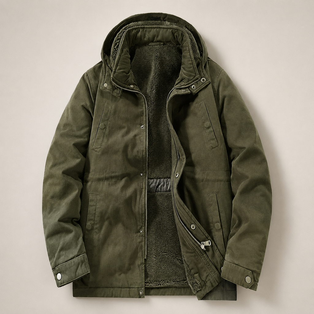 Harrison Men’s Fleece-Lined Hooded Utility Jacket