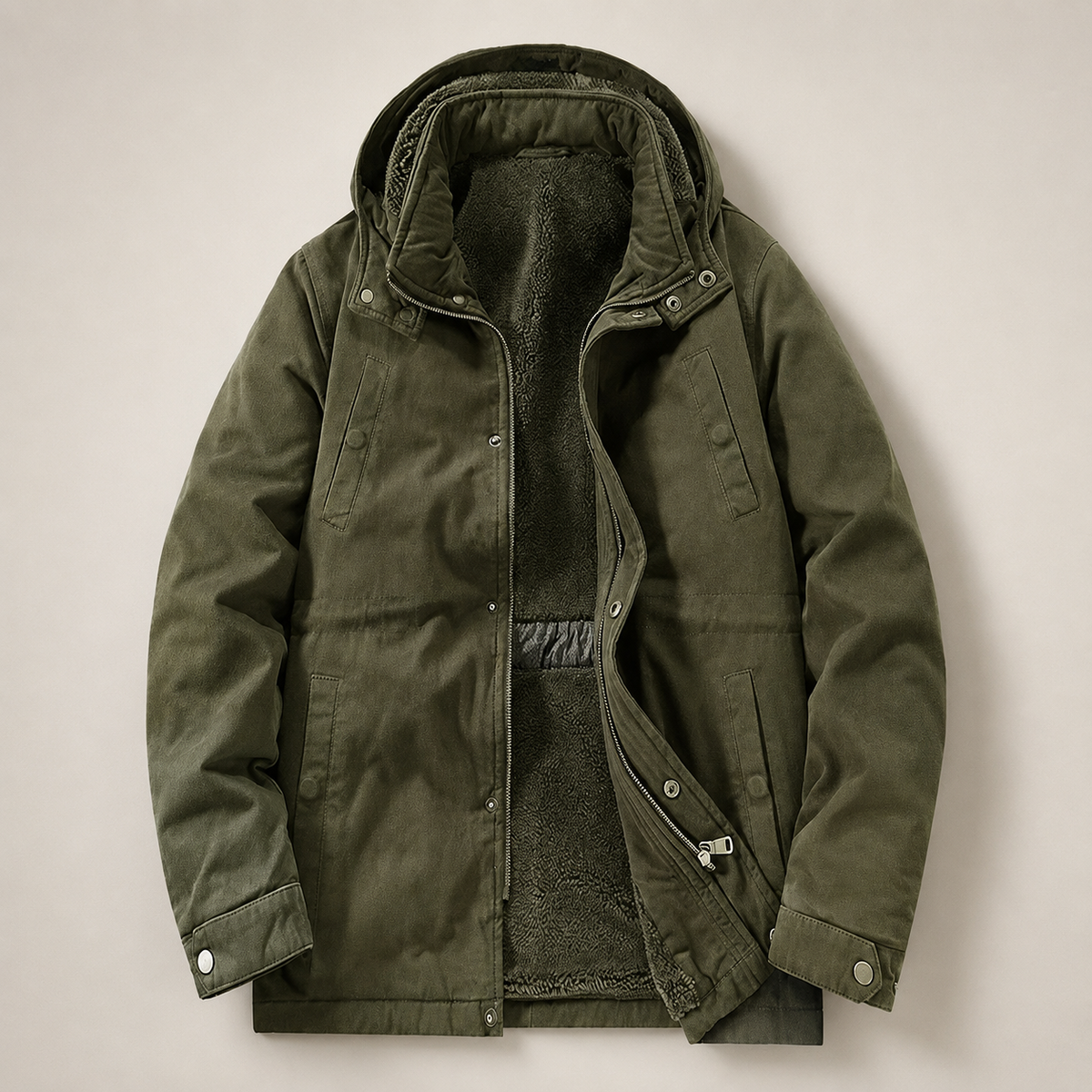 Harrison Men’s Fleece-Lined Hooded Utility Jacket