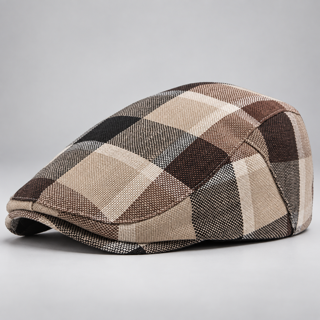 Bennett Men’s Plaid Flat Cap – Classic Check Driving Newsboy Hat