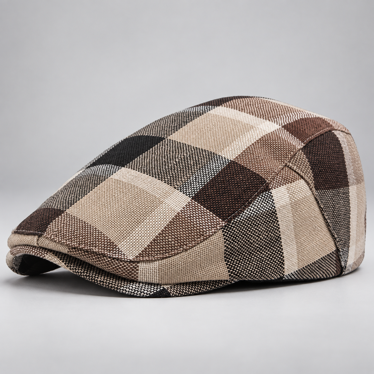 Bennett Men’s Plaid Flat Cap – Classic Check Driving Newsboy Hat
