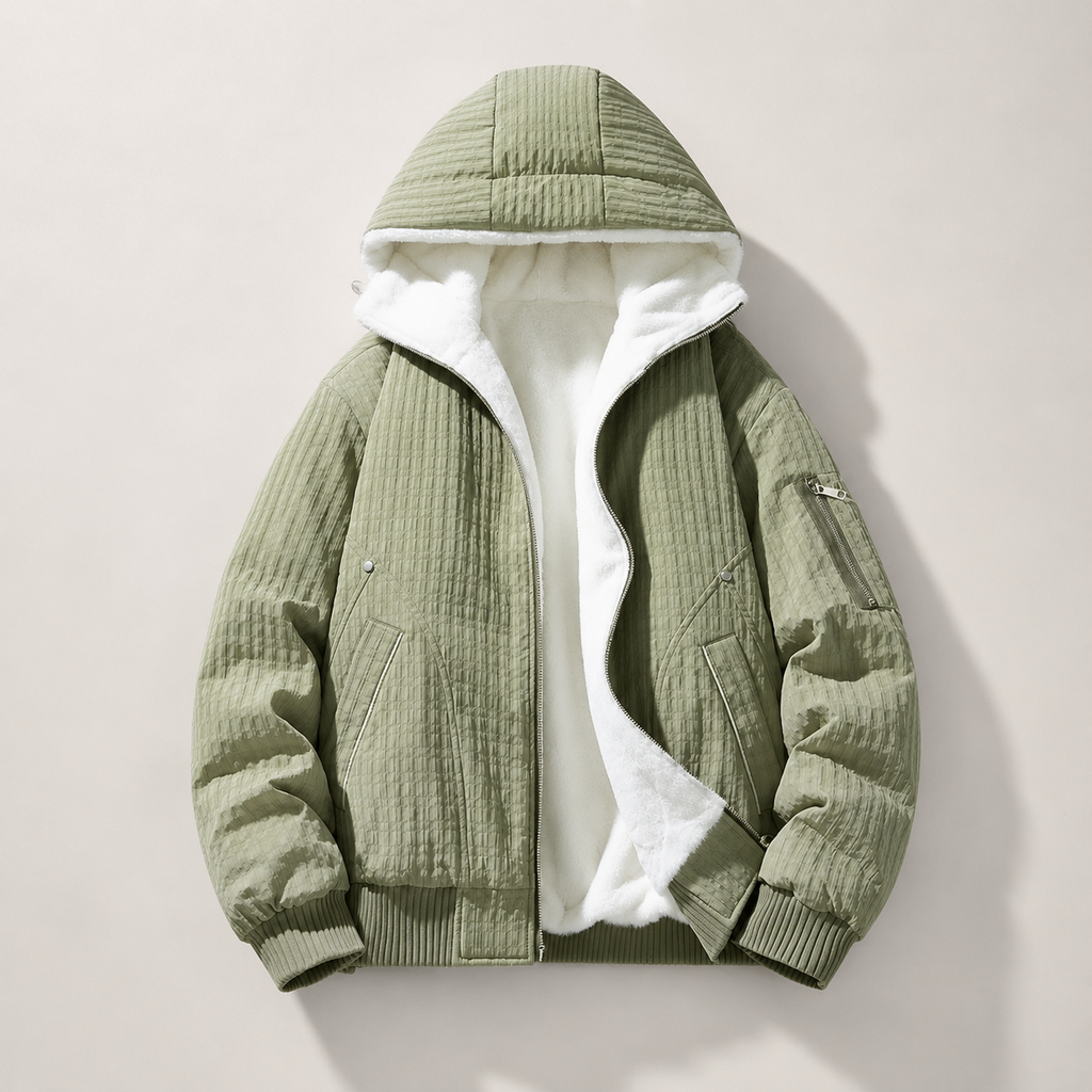 Nolan Men’s Fleece-Lined Hooded Bomber Jacket