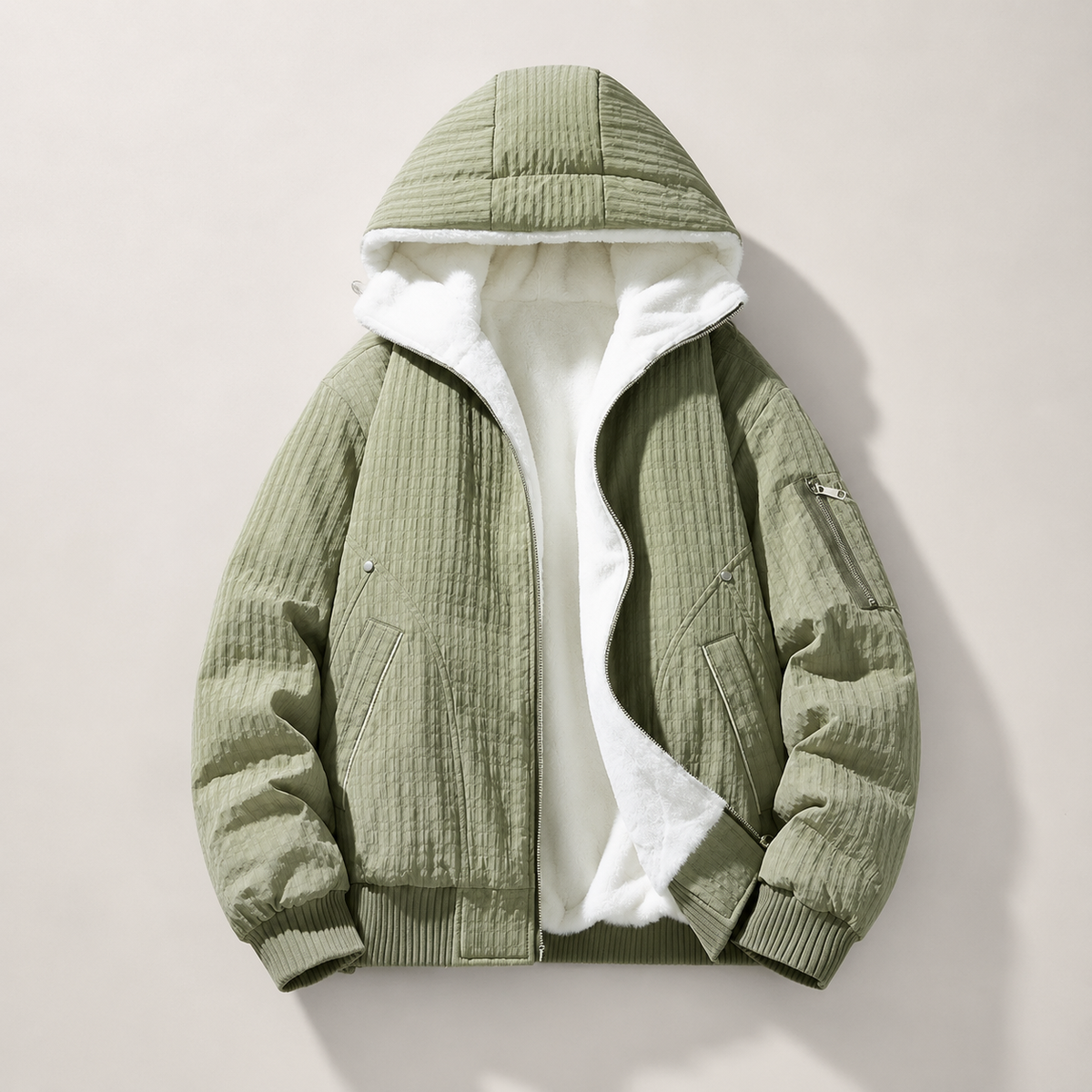 Nolan Men’s Fleece-Lined Hooded Bomber Jacket