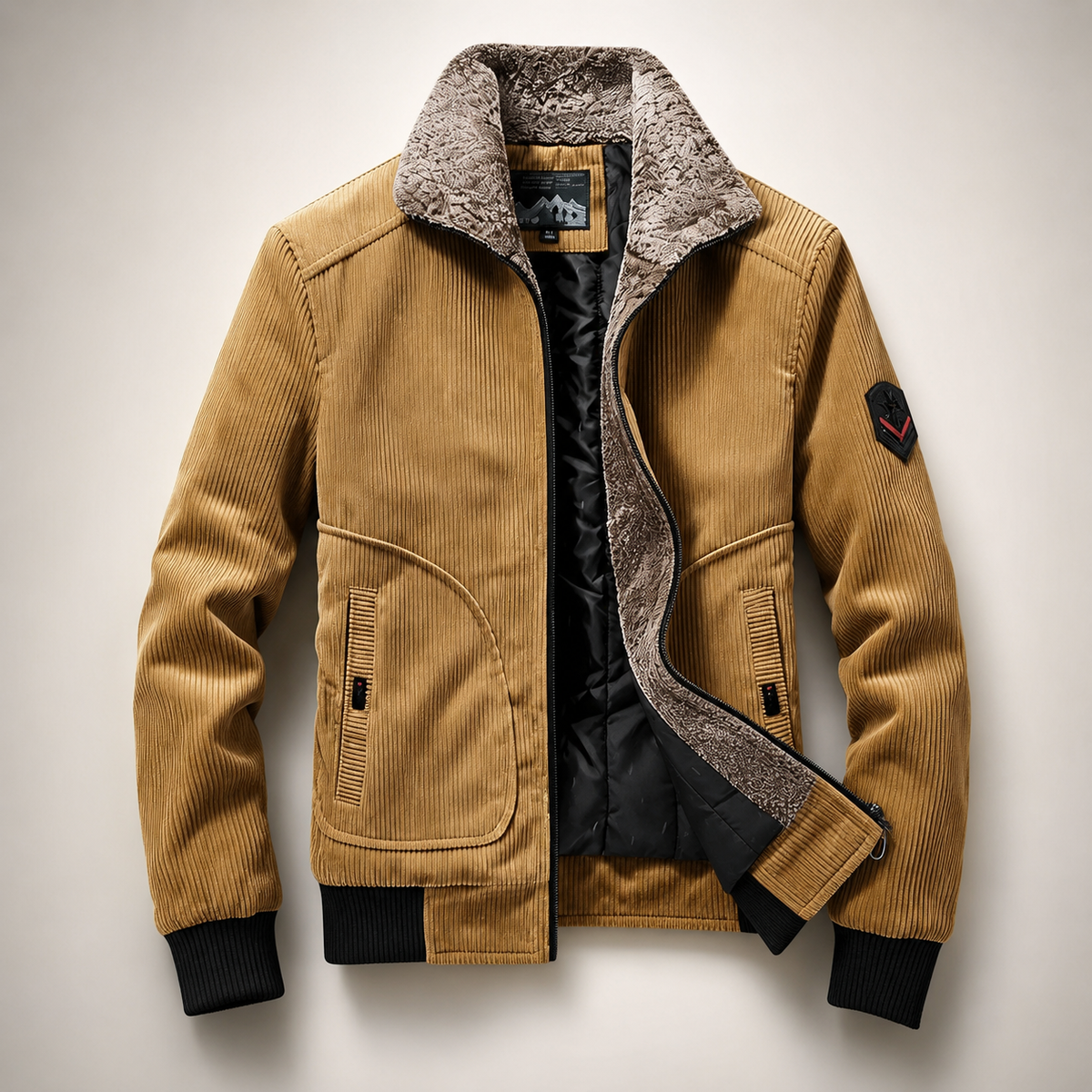 Vincent Fleece-Collar Textured Zip Jacket