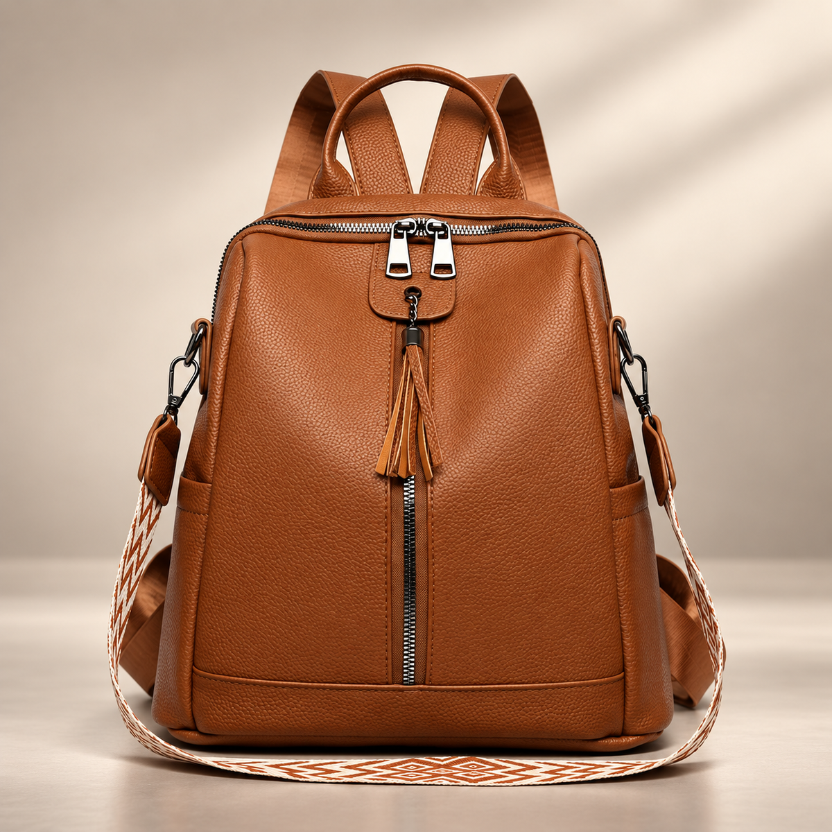 Beatrice Women’s Convertible Backpack Purse – Textured Shoulder Bag with Tassel Detail