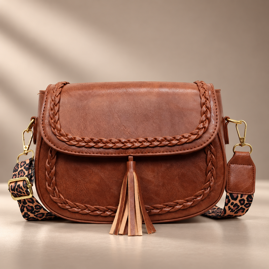 Rosalie Braided Tassel Crossbody Bag – Vintage-Inspired Saddle Shoulder Handbag