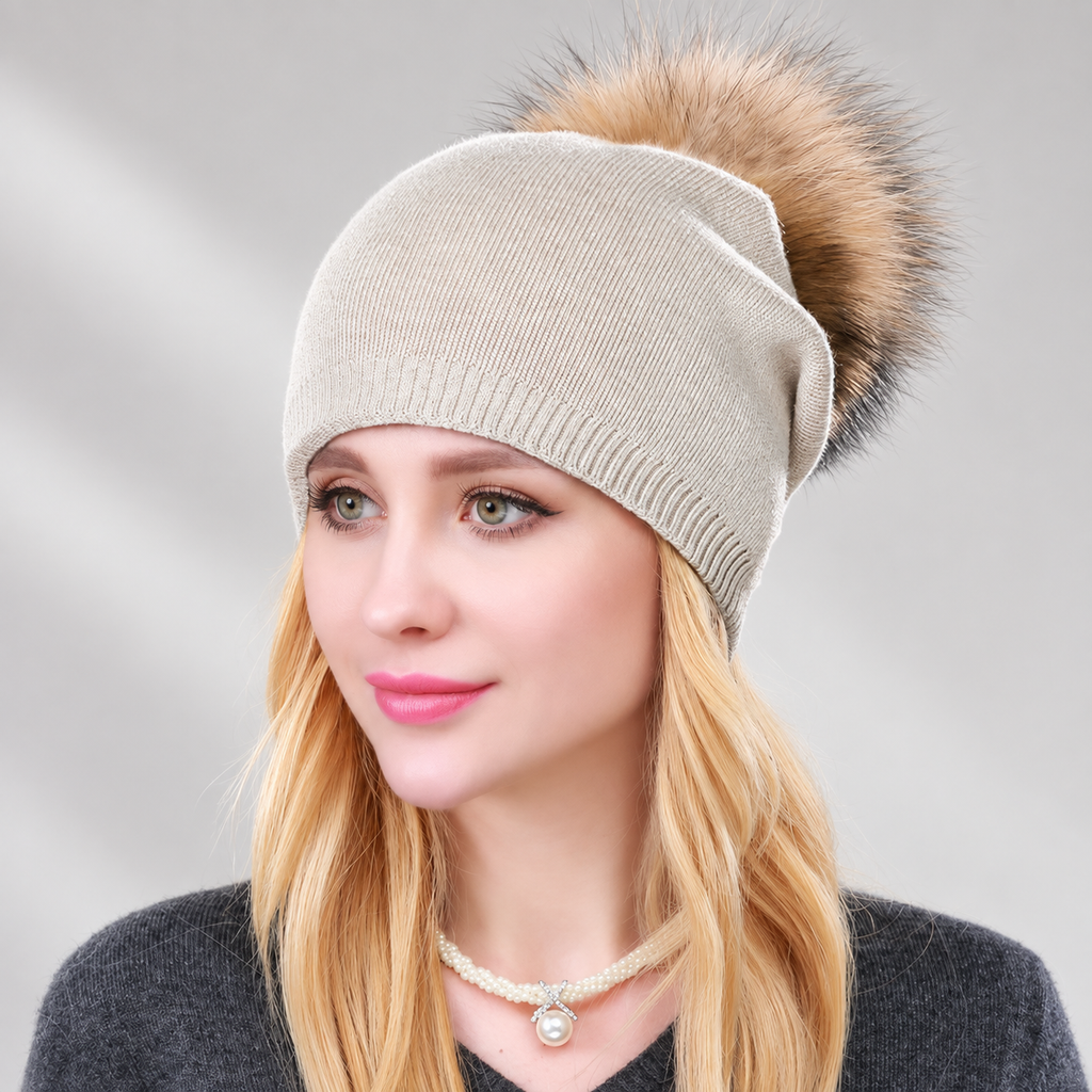Elena Women’s Knit Pom-Pom Beanie – Soft Winter Hat