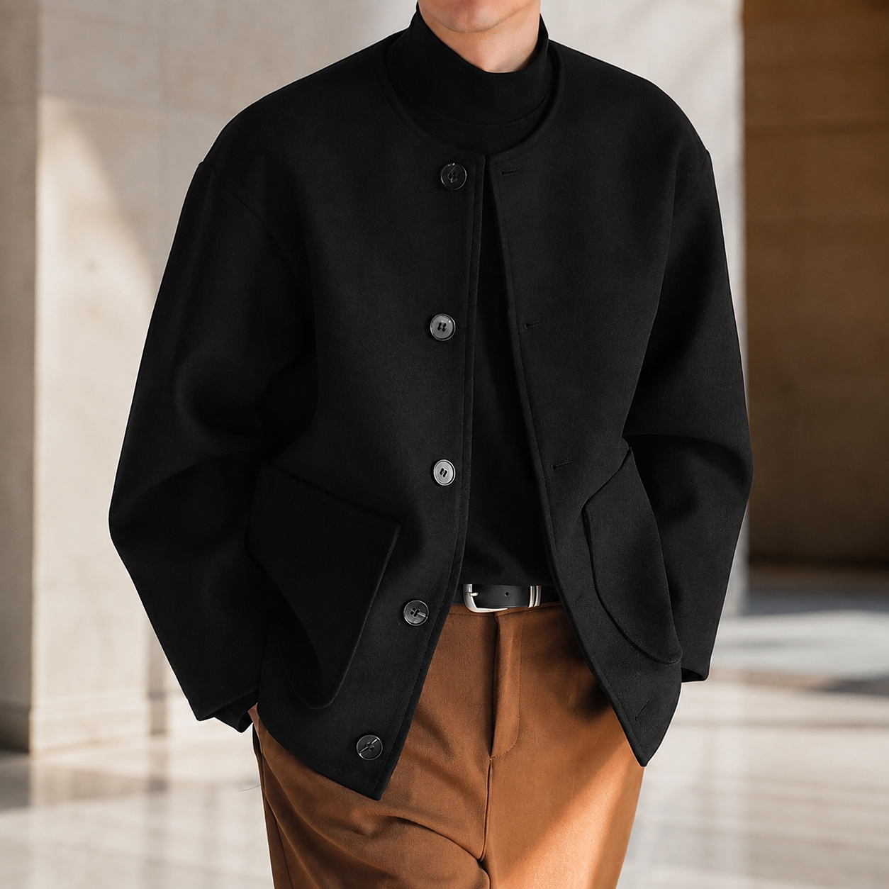 Logan Relaxed Collarless Jacket