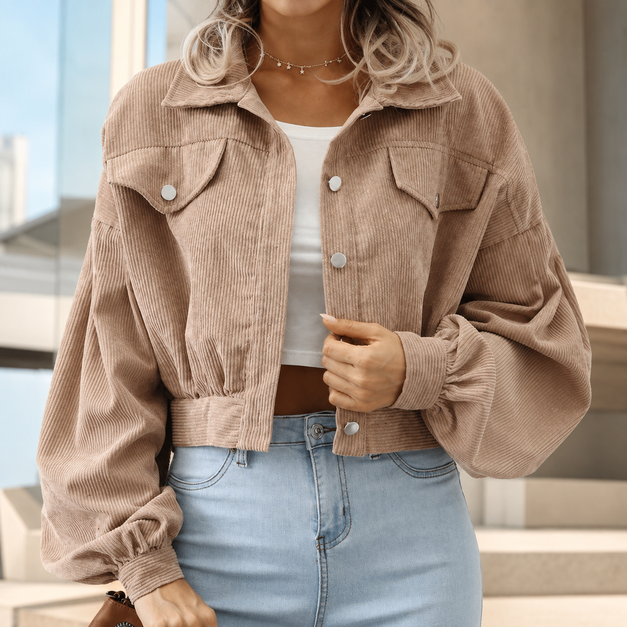 Reagan Cropped Corduroy Jacket