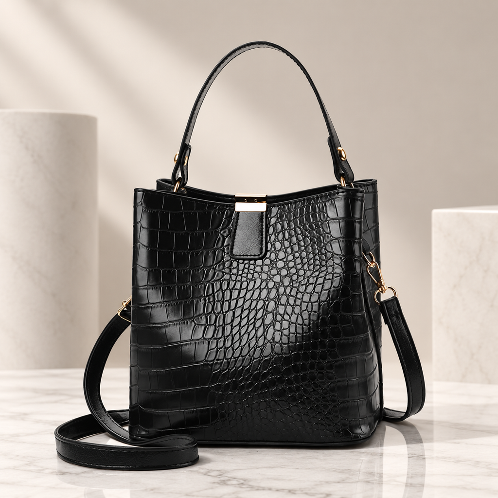 Isadora Women’s Croc-Embossed Top Handle Handbag – Structured Shoulder & Crossbody Bag