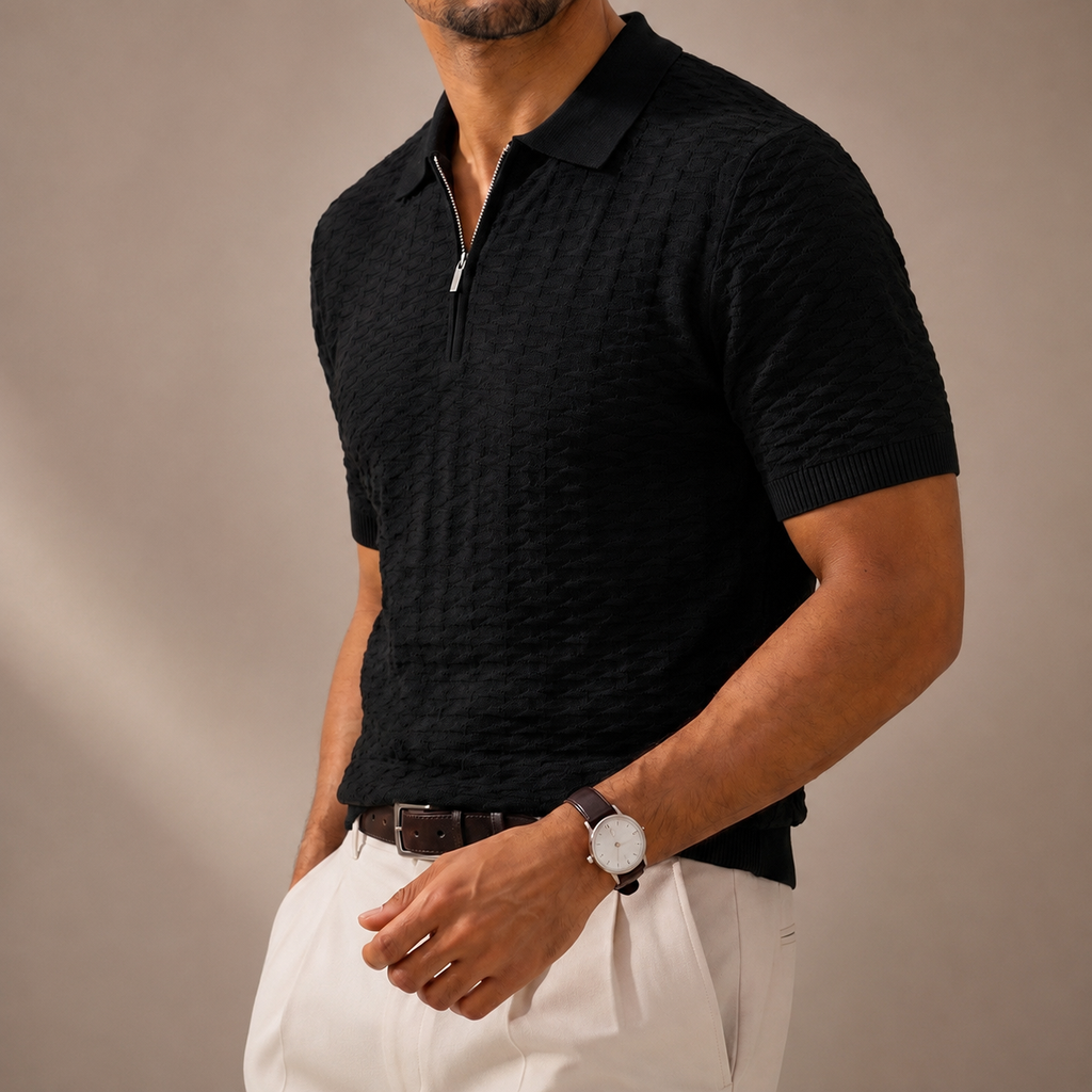 Carter Men’s Textured Knit Polo Shirt