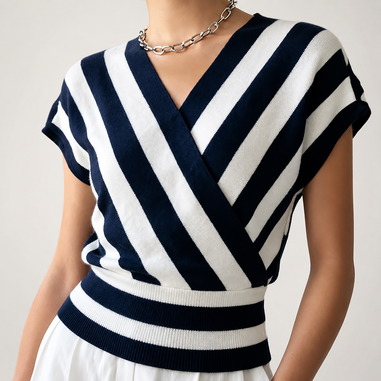 Savannah Women’s Striped Wrap-Front Knit Top