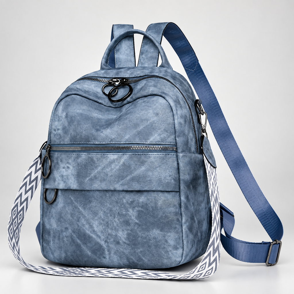 Bianca Convertible Textured Backpack – Multi-Zip Shoulder Bag with Top Handle