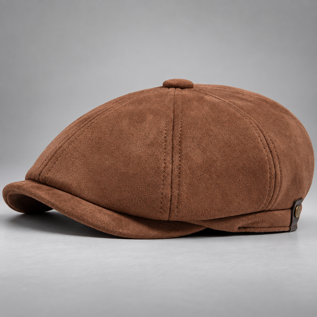 Edmund Suede-Look Newsboy Cap with Short Brim
