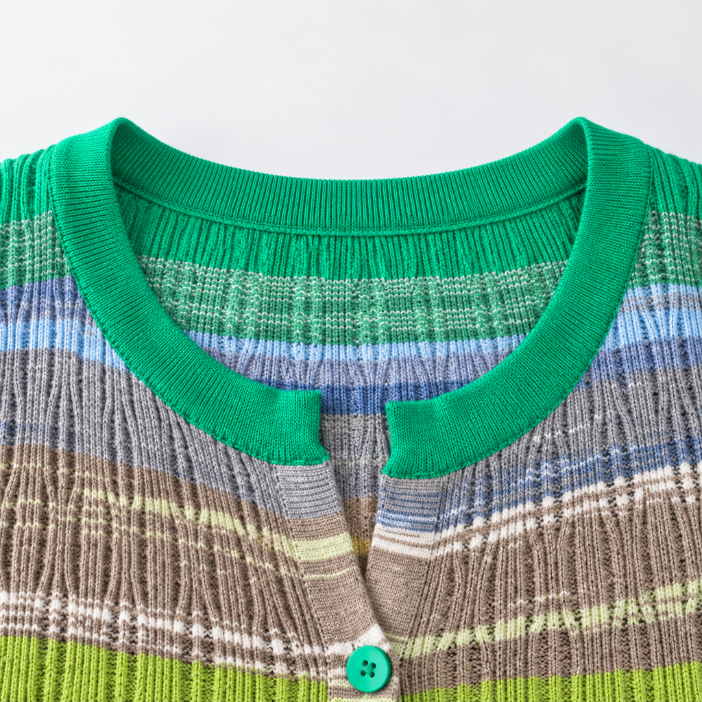 Evelina Women's Multicolor Striped Pointelle Knit Button-Front Cardigan