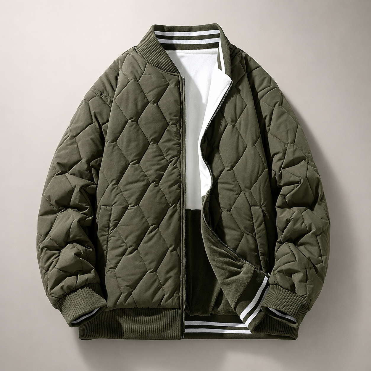 Theo Reversible Quilted Bomber Jacket – Color-Block Zip-Up Jacket