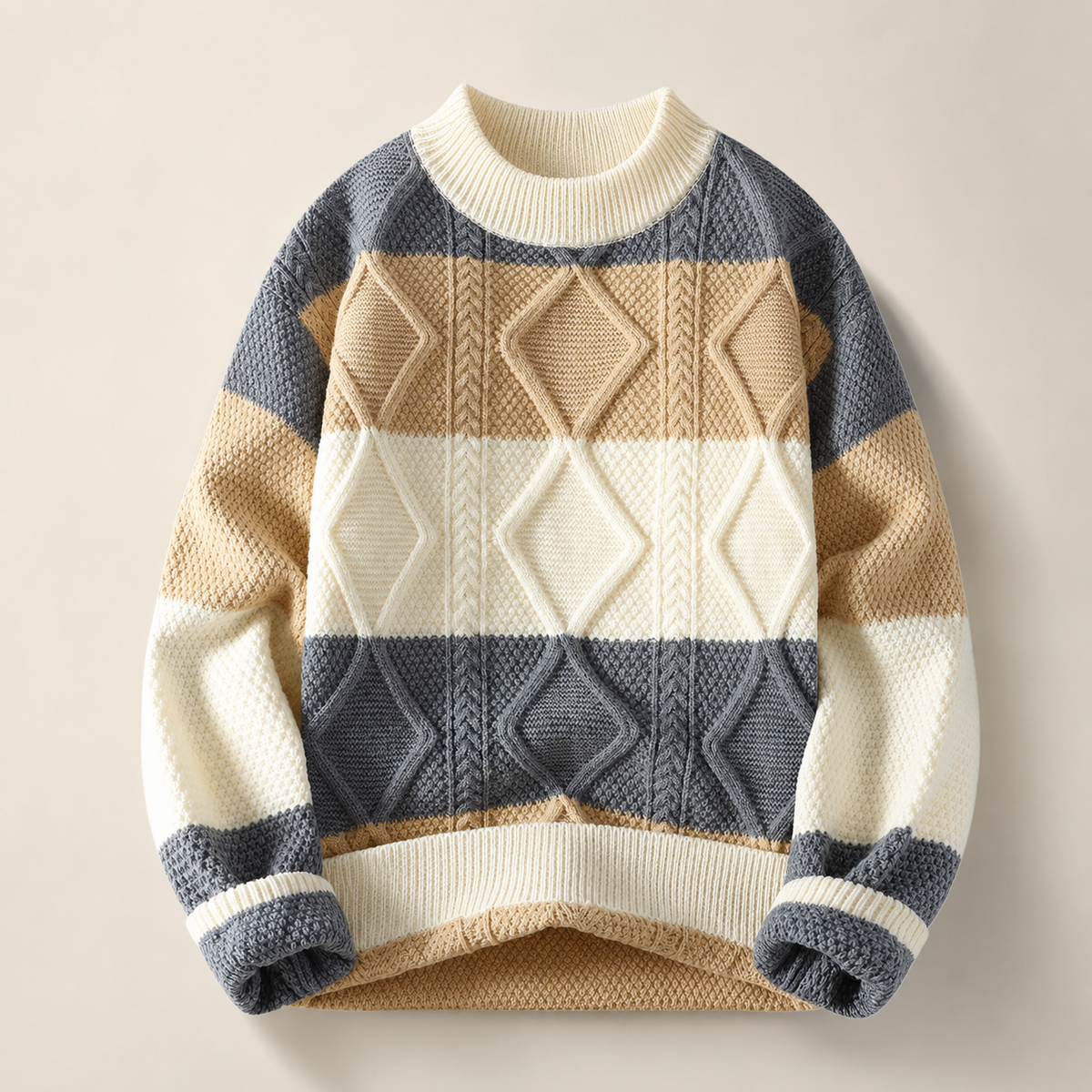 Marco Geometric Color-Block Knit Crewneck Sweater