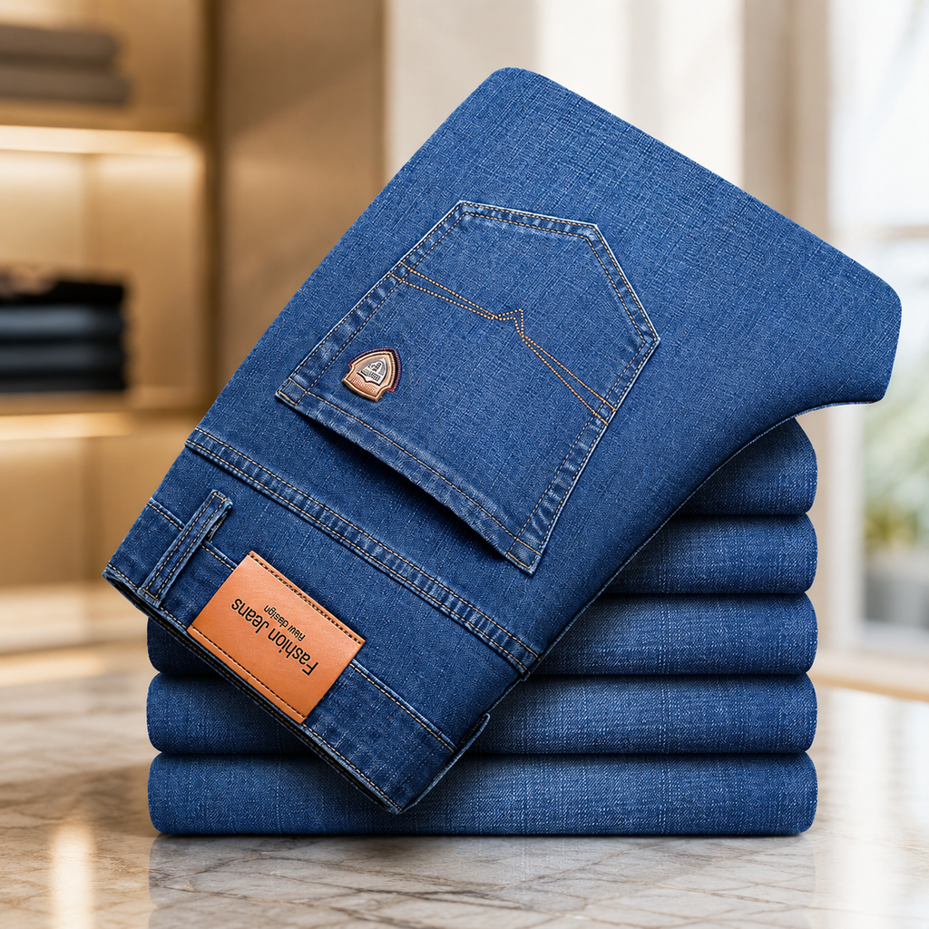 Harrison Classic Straight-Fit Stretch Denim Jeans