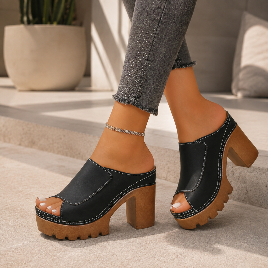 Olivia Platform Block-Heel Sandals