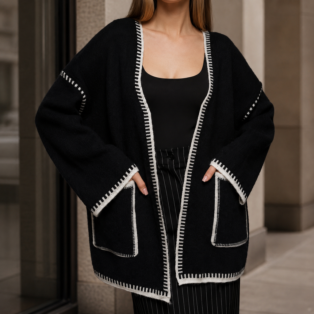 Margot Women's Belted Contrast-Trim Knit Cardigan