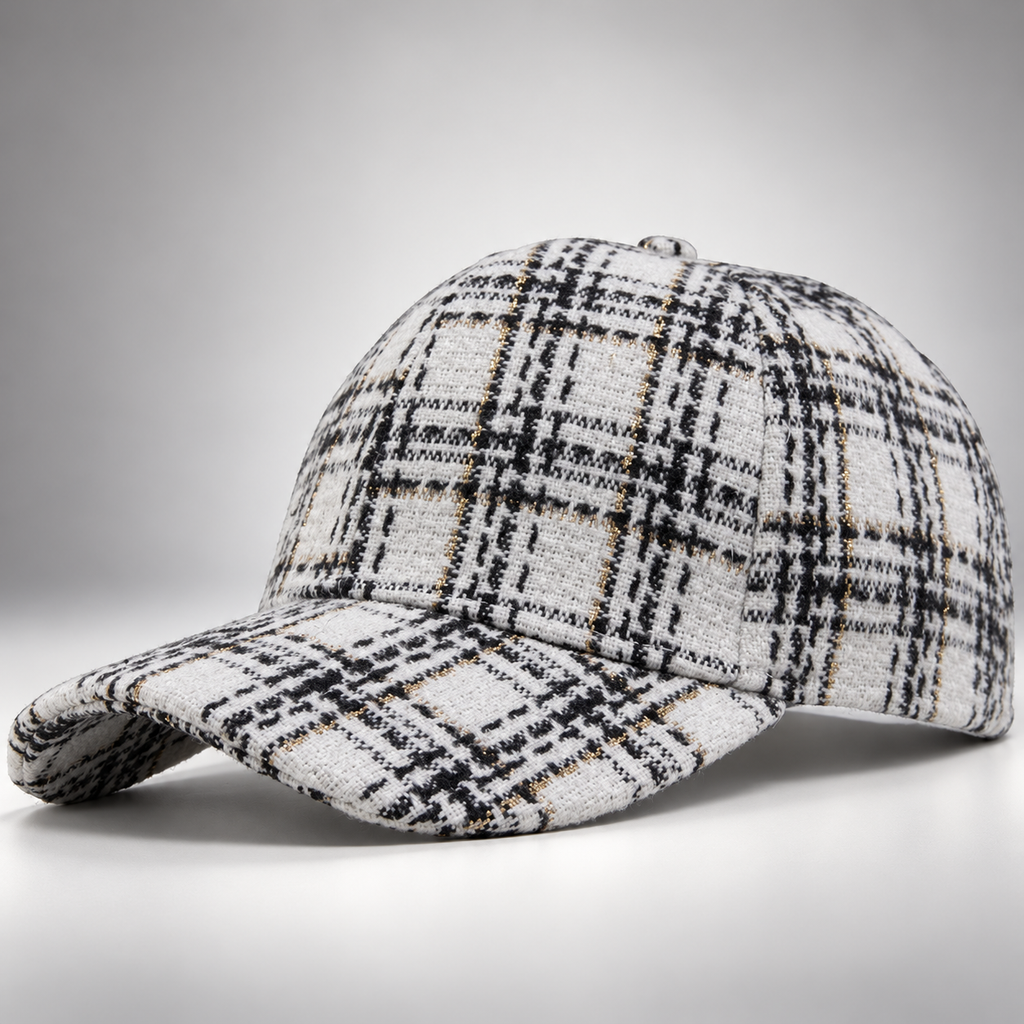 Camille Plaid Baseball Cap – Classic Check Pattern Casual Hat