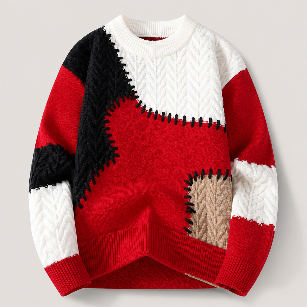 Logan Men’s Color Block Cable Knit Sweater