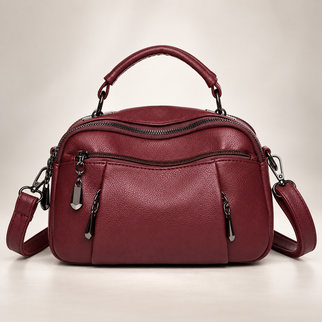 Lucienne Women’s Multi-Pocket Crossbody Handbag – Textured Top Handle Shoulder Bag