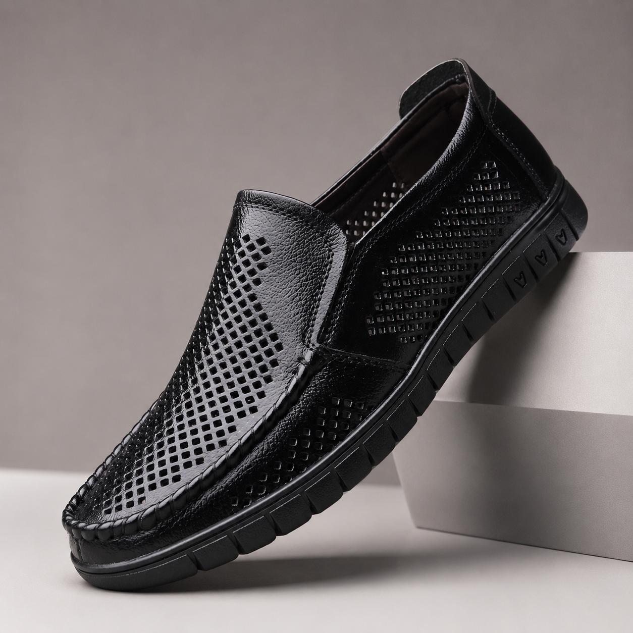 Bennett Men’s Genuine Leather Perforated Slip-On Loafers