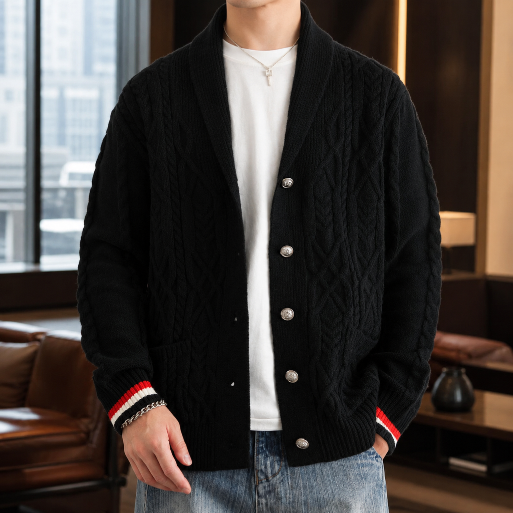Mason Men’s Cable-Knit Shawl Collar Cardigan