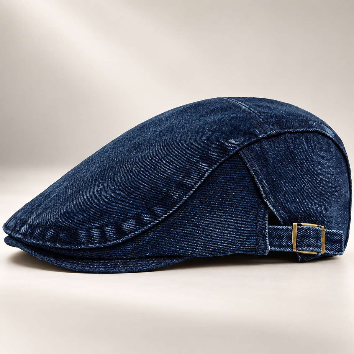 Arthur Denim Flat Cap with Adjustable Buckle