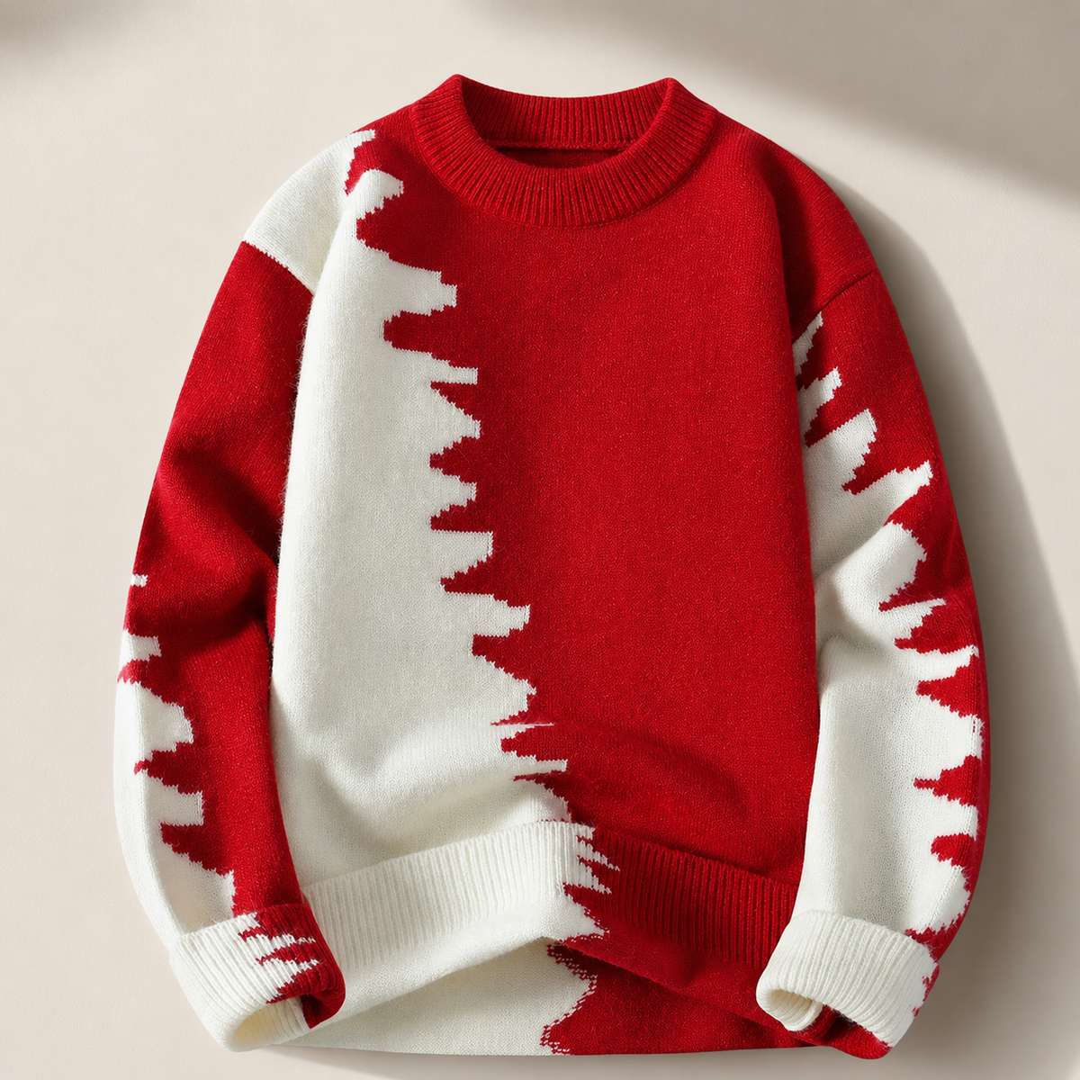 Alistair Abstract Color Block Crewneck Knit Sweater